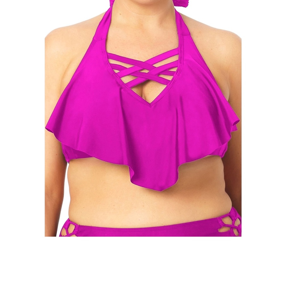 NEW 3X bikini tie top pink